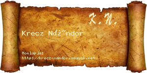 Krecz Nándor névjegykártya